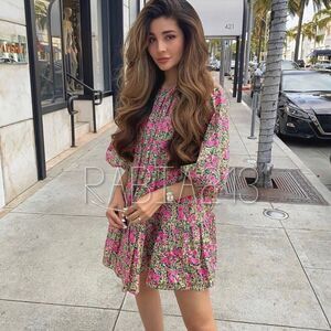 LAST 1!🔥ZARA PUFF SHOULDER PRINT DRESS